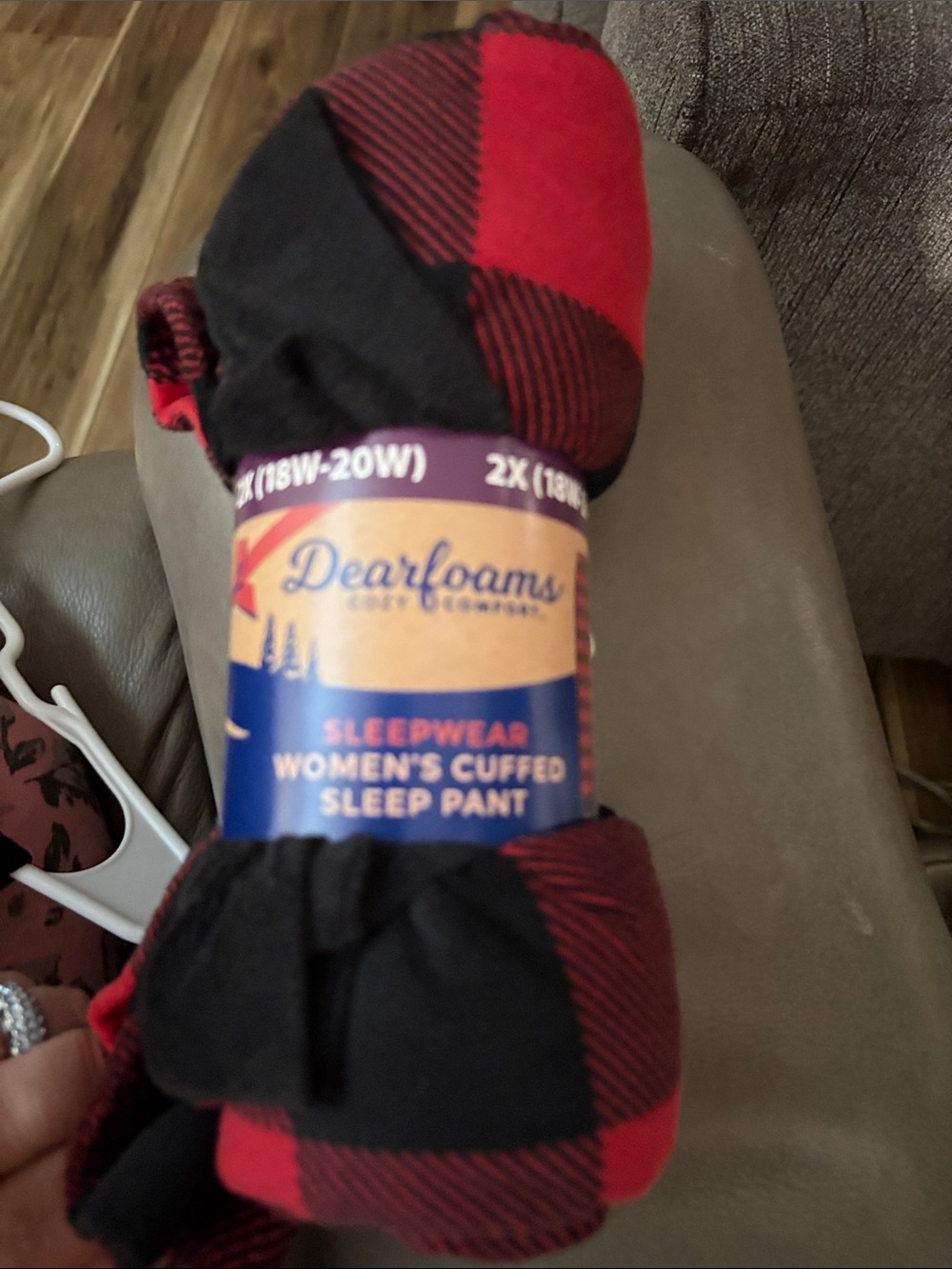 dearfoams Red and Black Plaid Women's Cuffed Sleep Pant